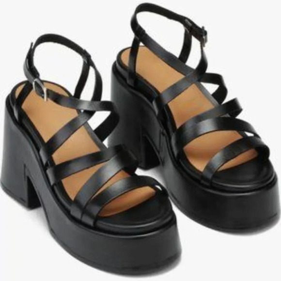 Ganni Shoes - Ganni Women's Leather Platform Wedge Sandals Sz: 11